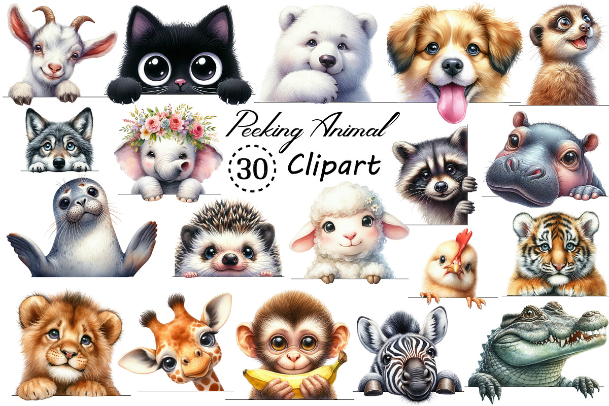 Quirky Peeking Animal PNG Clipart, an Illustration by Creative Art (Photo 1 of 9)