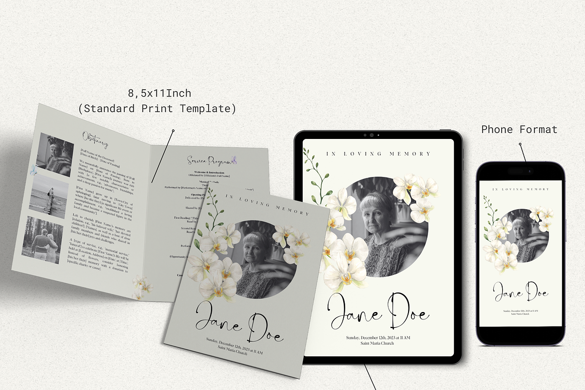 Funeral Program Template Set I Canva, an Invitation Template by The Social Stuff (Photo 4 of 10)