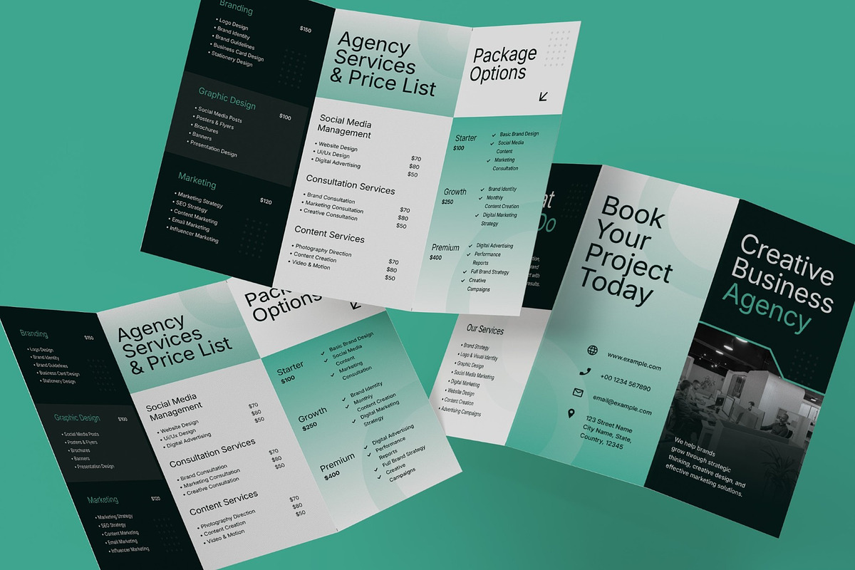 Business Price List Trifold Brochure, a Brochure Template by graphicook (Photo 3 of 3)