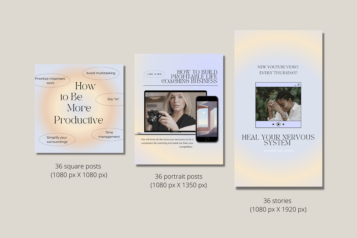 Gradient Design Canva Instagram Pack, a Social Media Template by Guavamelo Studio (Photo 7 of 12)