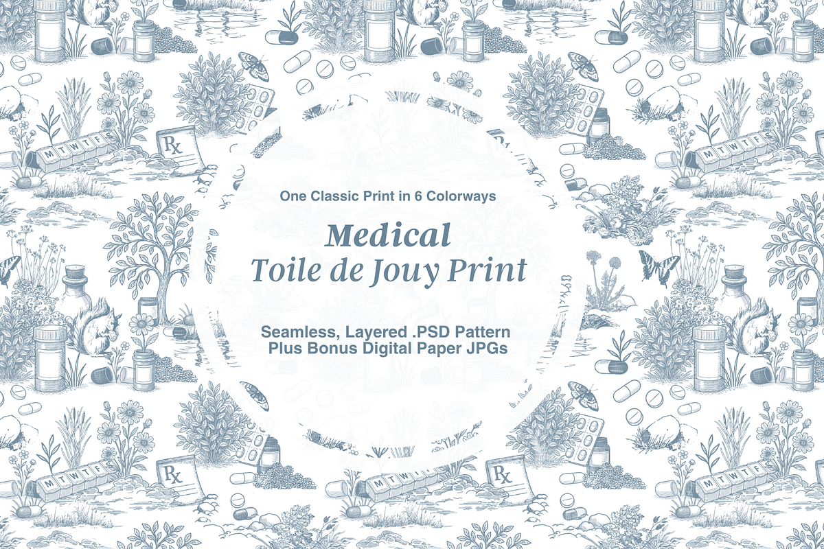 Medical Toile de Jouy Pattern, a Background Graphic by Hughes Studio (Photo 1 of 8)