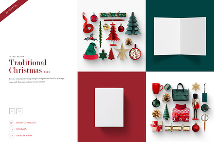 02_Traditional Christmas Scene, a Books & Magazine Mockup by Kzara Visual Concepts