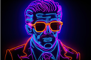 Vibrant Neon Light Portrait Of A