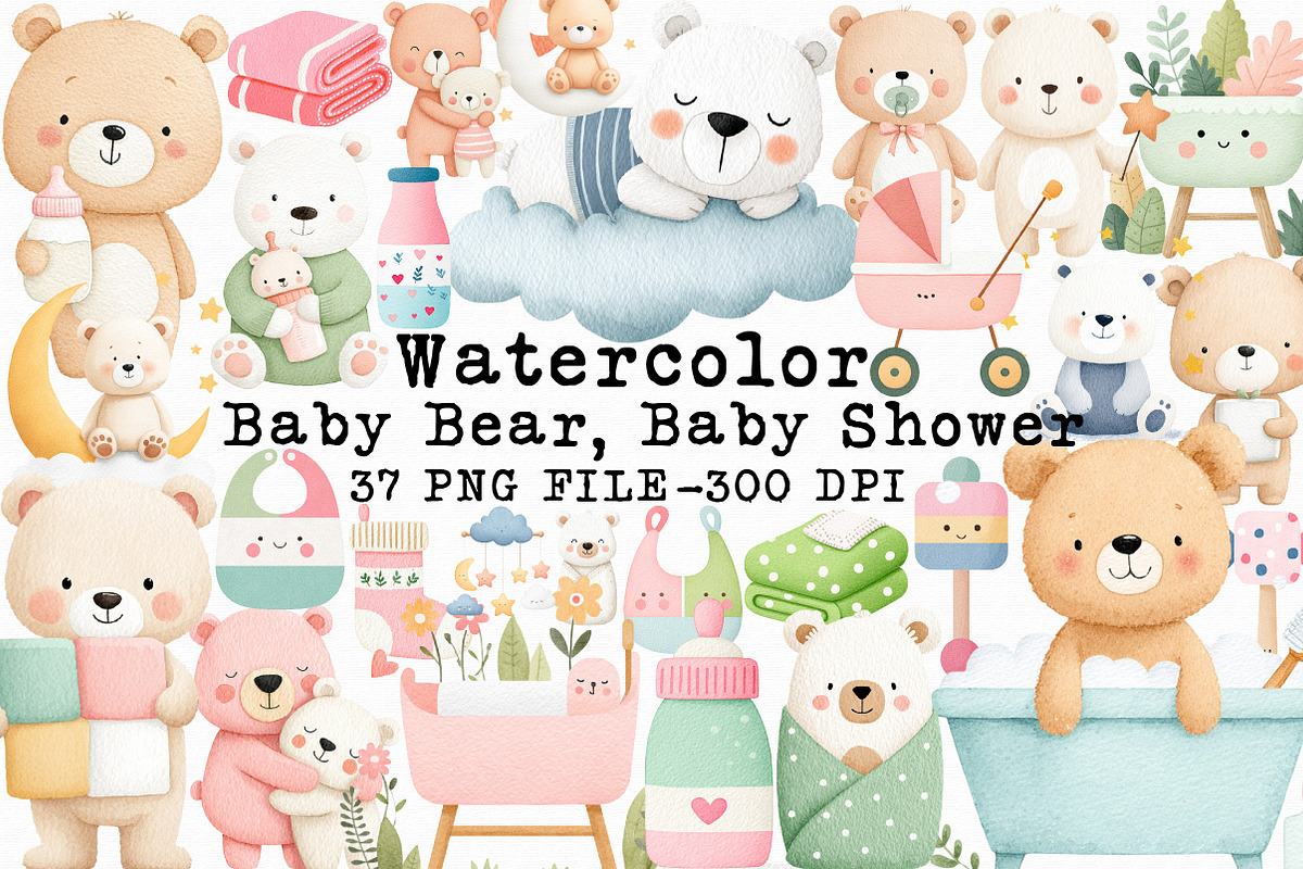 Baby Bear, Baby Shower Clipart, an Illustration by Libby Wishes (Photo 1 of 7)