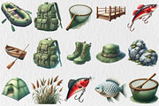Watercolor Fishing Clipart, a Seasonal Illustration by Rose Art (Thumbnail 4 of 4)