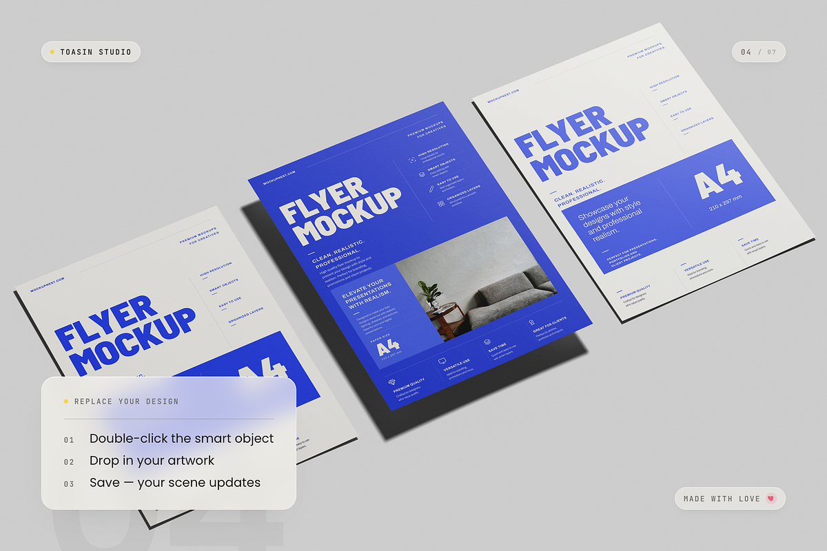 A4 Flyer Poster Mockup, an Advertising Mockup by Toasin Studio (Photo 4 of 7)