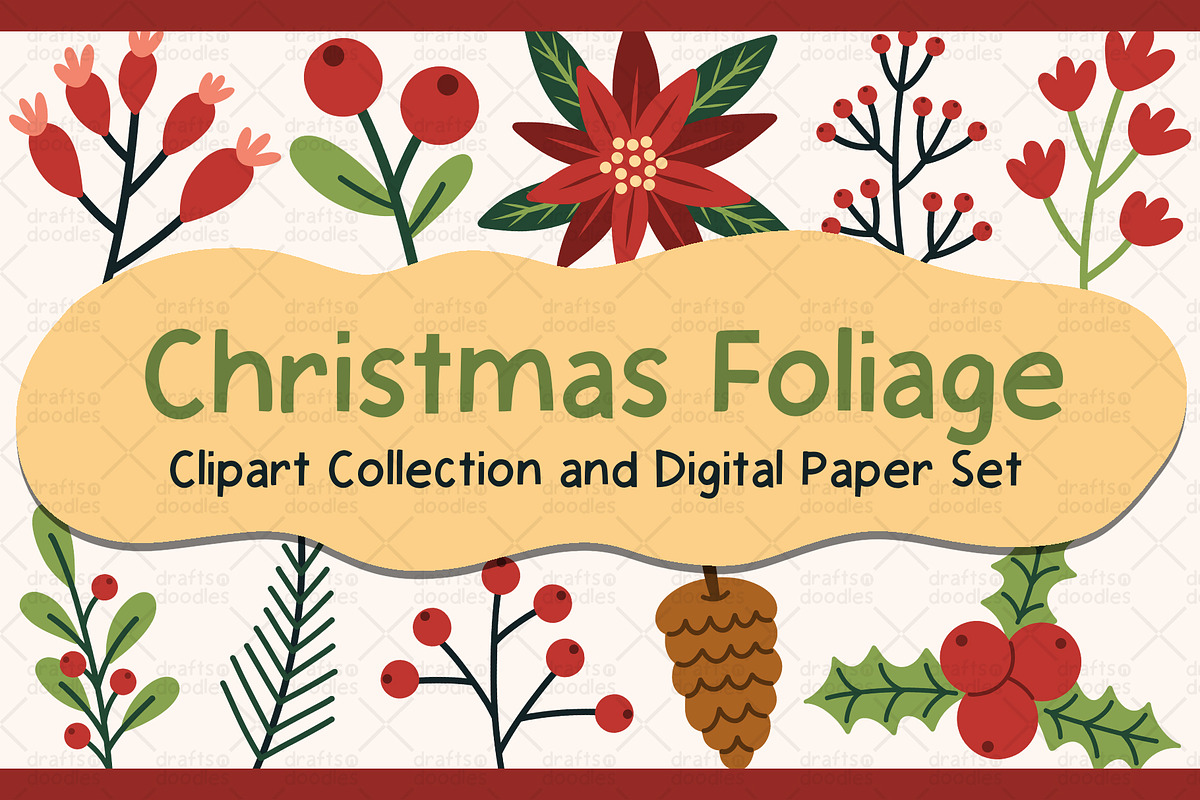 Christmas Foliage Graphic Set, a Pattern Graphic by Drafts n Doodles (Photo 1 of 6)