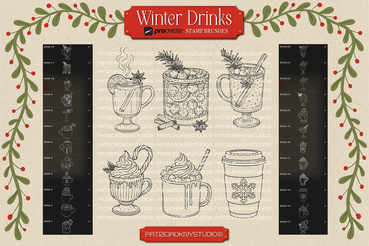 Procreate Christmas drink brushes, a Brush Add-On by PDknyStudio (Photo 5 of 5)