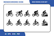 Bike Riding Simple Black Icon Set, a Solid Icon by Fontmine Studio (Thumbnail 1 of 3)