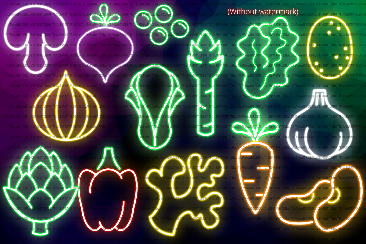 Neon Vegetables PNG Clipart, a Food Illustration by Lenninator Digital (Photo 2 of 4)