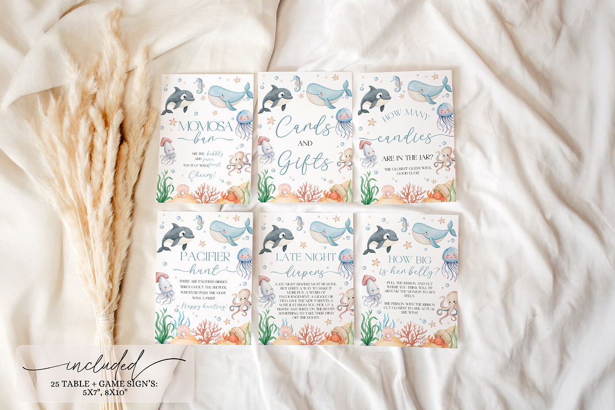 Ocean Baby Shower Activity Set, a Templates & Theme by VeliusCreativeStudio (Photo 3 of 6)