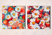Watercolor Floral Strawberries, a Pattern Graphic by Leakedink (Thumbnail 3 of 3)