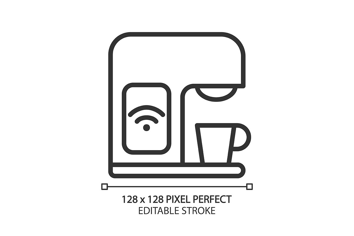 Smart coffee machine pixel perfect, an Icon by IMG Visuals