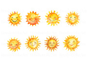 Cute Sun Clipart, Kawaii Sun Clipart, a Seasonal Illustration by BrushstrokeArtGB (Thumbnail 2 of 9)