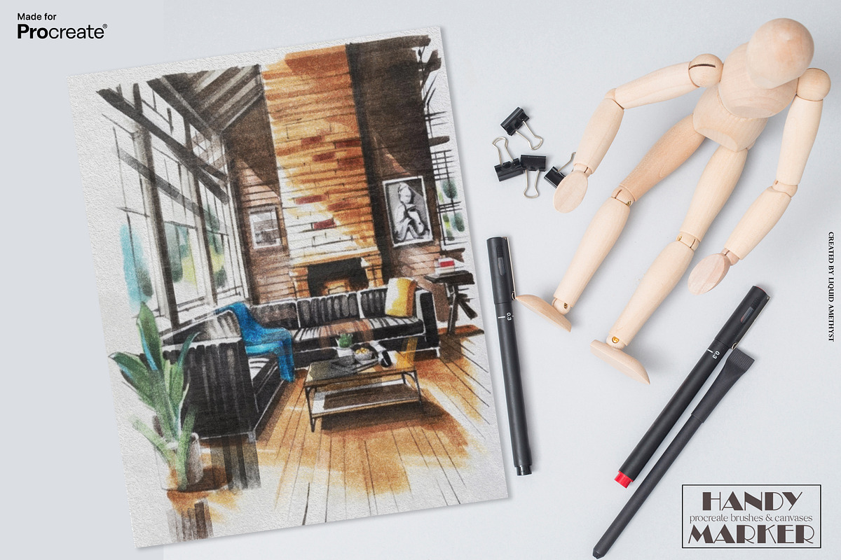 Handy Marker Box for Procreate, a Brush Add-On by Liquid Amethyst Art (Photo 6 of 6)