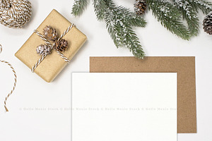 Christmas Card Mockup Flat Lay