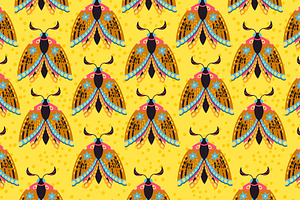 Wise Moth Seamless Patterns