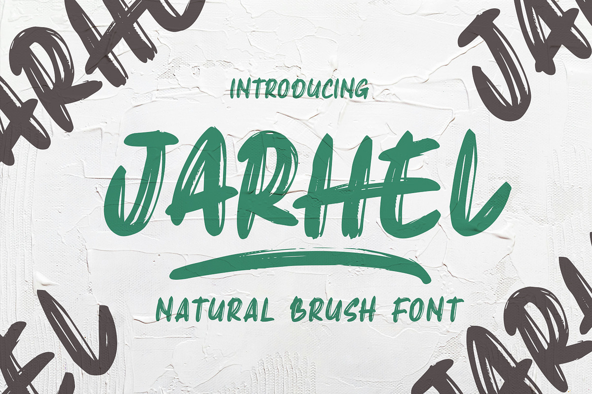 Jarhel Display Brush Font, a Sans Serif Font by nizarbagasm (Photo 1 of 10)