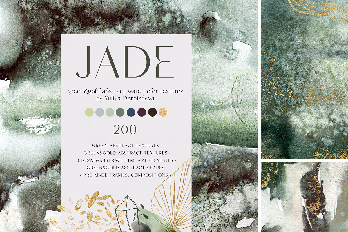 JADE Green watercolor backgrounds, a Texture Graphic by Yuliya Derbisheva (Photo 1 of 13)