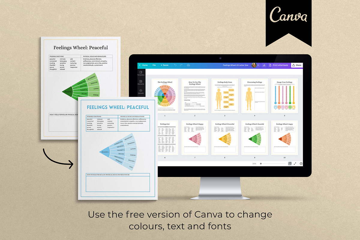 Feelings Wheel Canva Templates, a Templates & Theme by Miri Campbell (Photo 8 of 8)