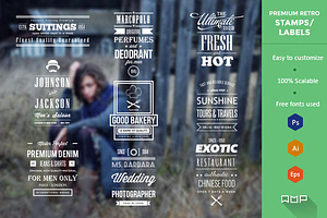 Premium Retro Stamps & Labels