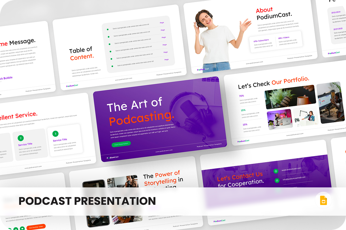 PodiumCast - Podcast GoogleSlide, a Presentation Template by SquidPixey (Photo 1 of 6)