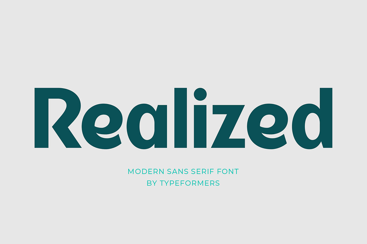 Realized - Modern Sans Serif, a Sans Serif Font by Typeformers (Photo 1 of 5)