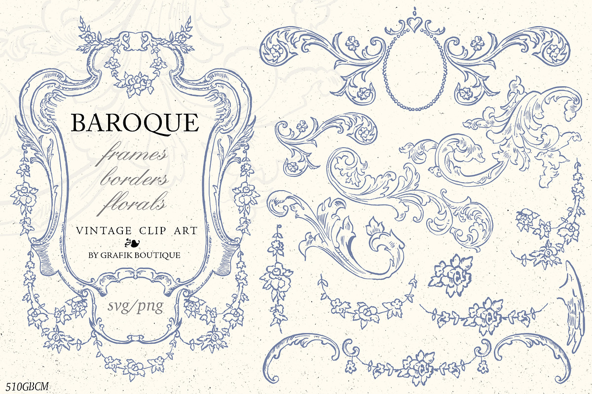 Baroque clip art elements vector, a Decorative Illustration by GrafikBoutique (Photo 1 of 6)