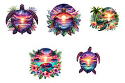 Sunset Sea Turtle Sublimation, an Illustration by CreationArt (Thumbnail 2 of 4)