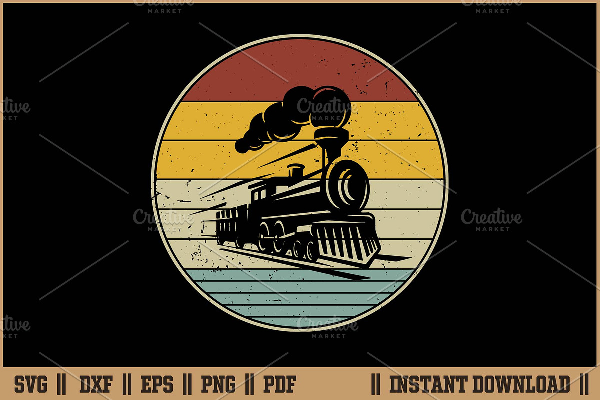 Train Vintage Distressed Retro SVG, a Work Illustration by Handy Arts Studio (Photo 1 of 3)