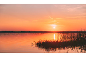 4K Sundown Above Lake River Horizon, a Nature Photo by Our Amazing World