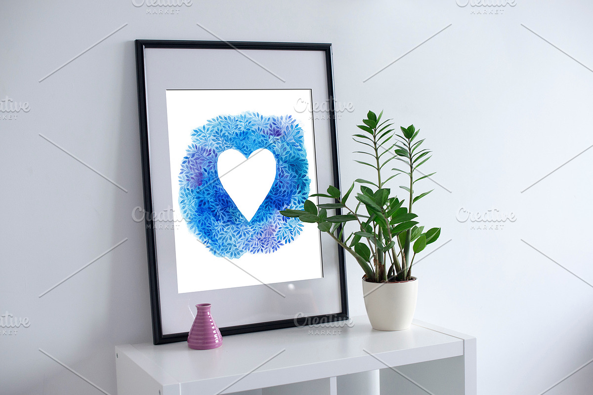 Blue watercolor background and cards, a Pattern Graphic by Markovka (Photo 8 of 8)