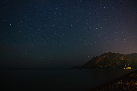 Starry sky at night at the sea coast stock photo containing star and night, a Nature Photo by Foxys