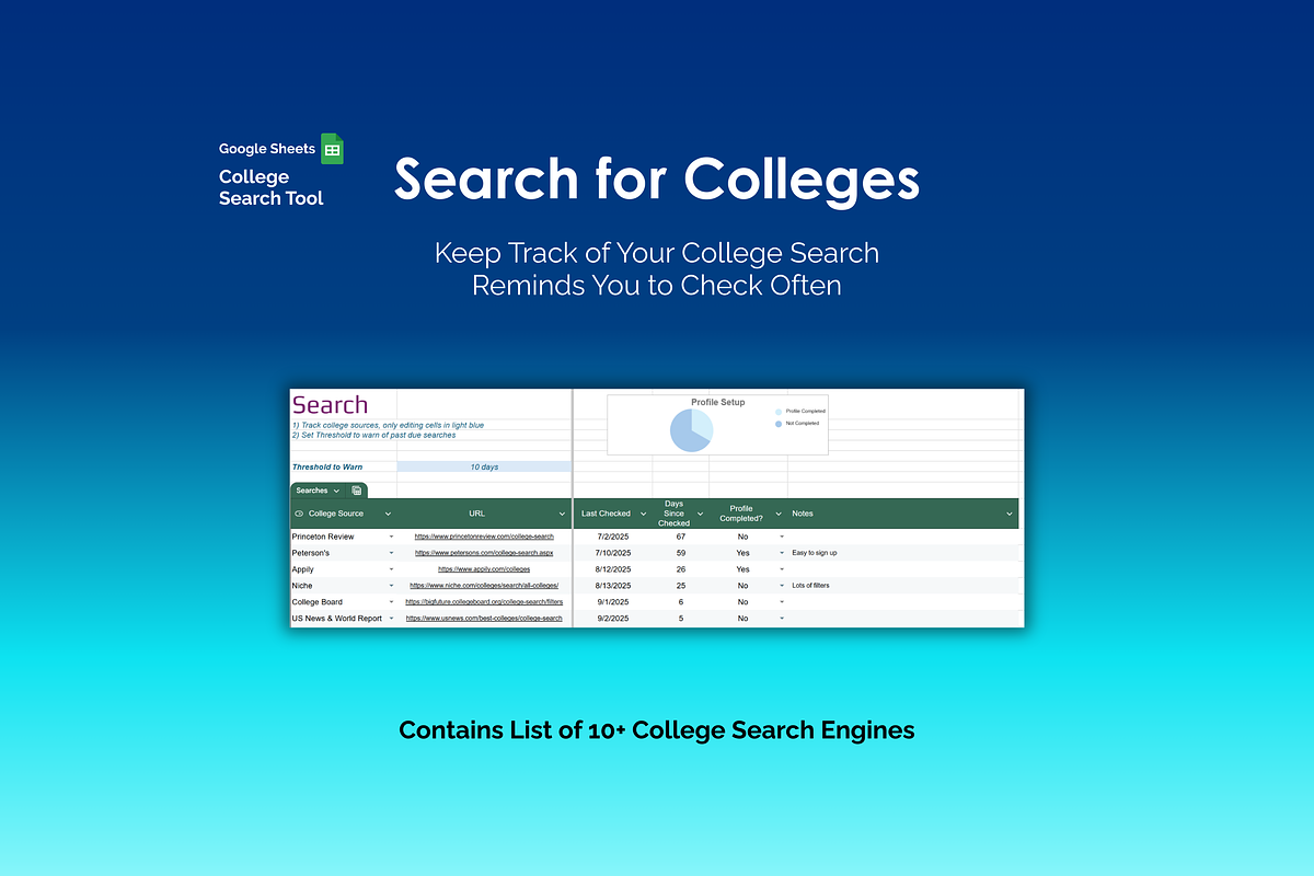 College Search Tool - Google Sheets, an App Template by Ardent Workshop (Photo 2 of 8)