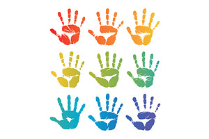Hand rainbow print isolated on white, an Object Illustration by the8monkey