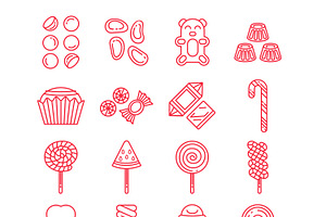 Sweet Candy Flat Icons Set