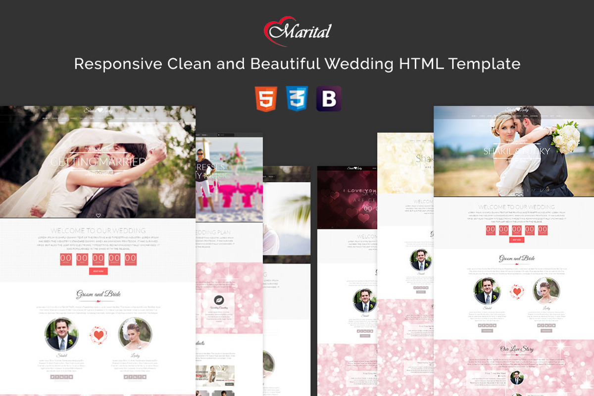 Marital - Wedding HTML Template, a Shopify Template by ThemeTidy Shopify Agency (Photo 1 of 2)