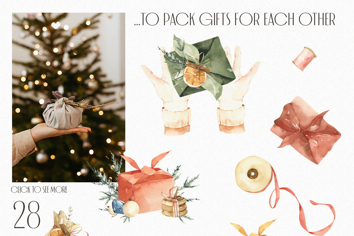 Watercolor Christmas is...clipart., a Seasonal Illustration by ArtMaslyana (Photo 5 of 7)