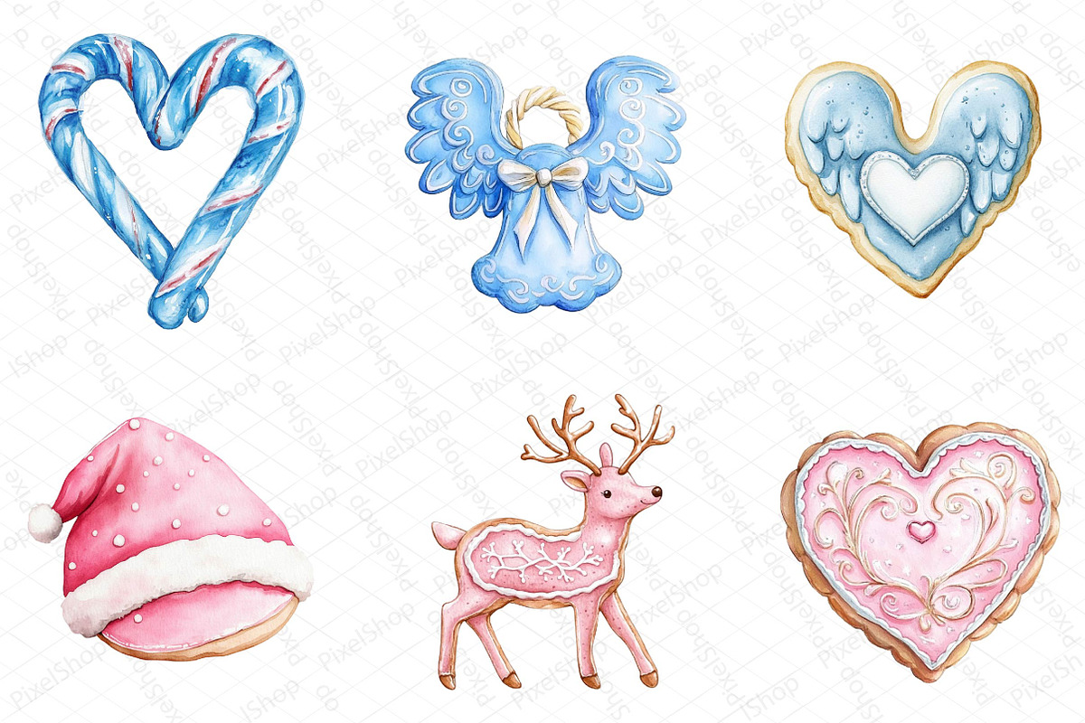 Christmas Pastel Cookie Clipart Bund, an Illustration by DreamPrint404 (Photo 3 of 7)