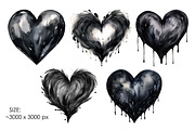 Black hearts PNG valentines clipart, a Decorative Illustration by Whimsy Brush Studio (Thumbnail 3 of 6)