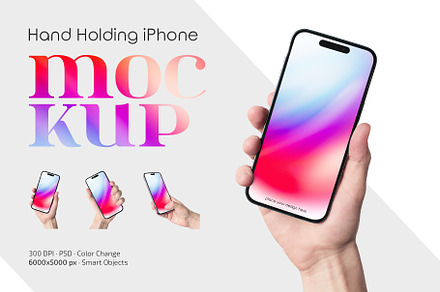 Hand Holding iPhone Mockup Set, an iPhone Mockup by Country4k