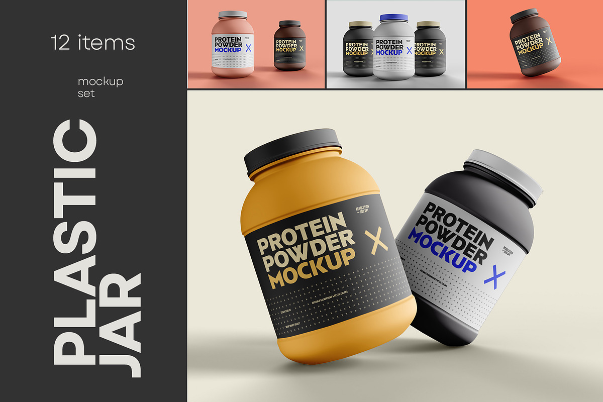 Food Supplement Plastic Jar Mockup, a Cups & Container Mockup by dpi (Photo 1 of 14)