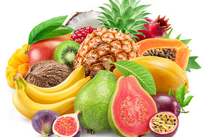 Fresh exotic tropical fruits, a Photo by Volff