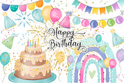 Birthday Party Rainbows design, an Illustration by designloverstudio (Thumbnail 1 of 3)