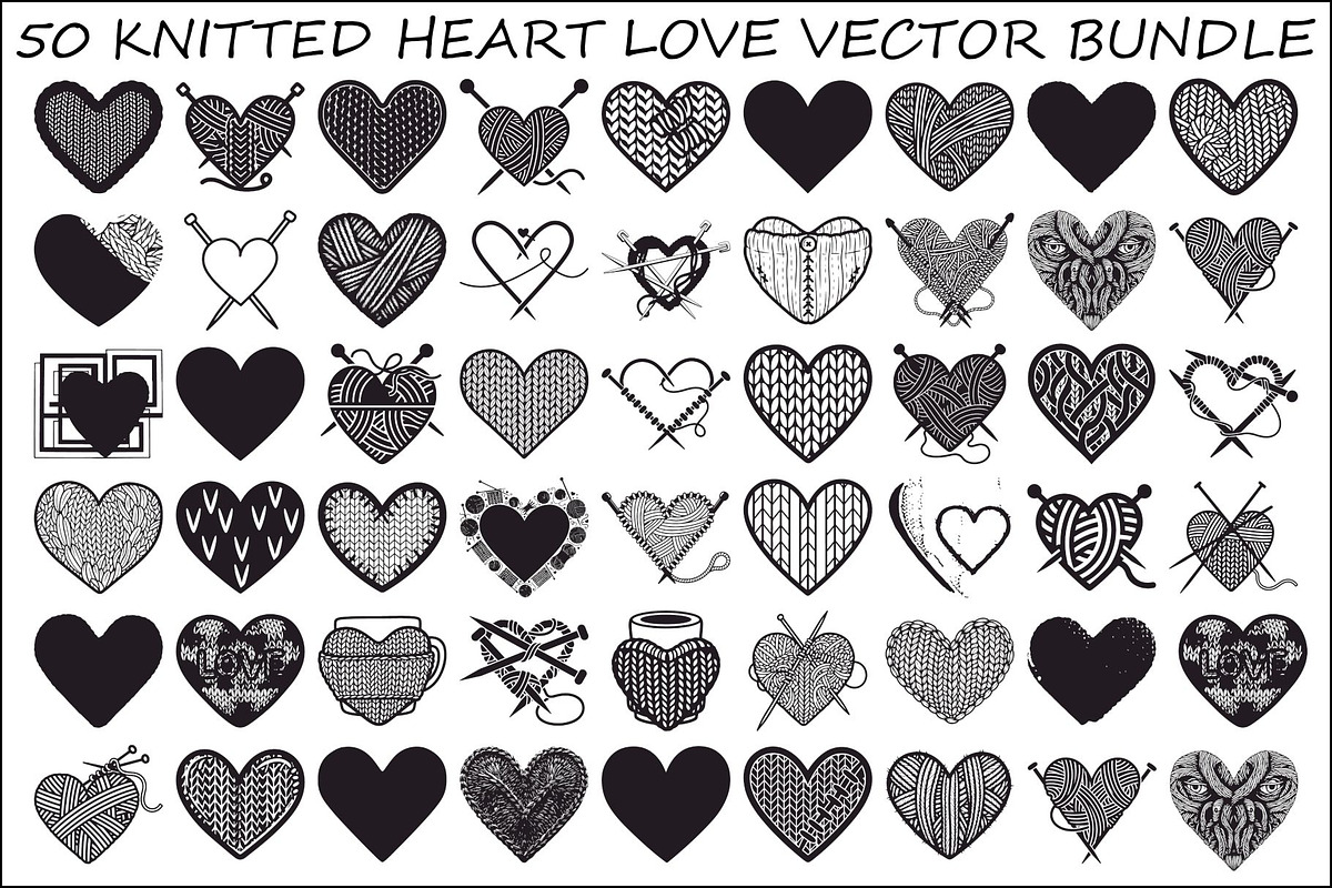 Knitted Heart Love Vector Bundle, an Illustration by Designs_River (Photo 1 of 53)