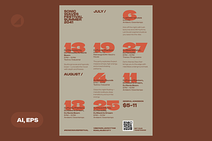 Music Festival Calendar Event Poster, a Flyer Template by Danil Polshin