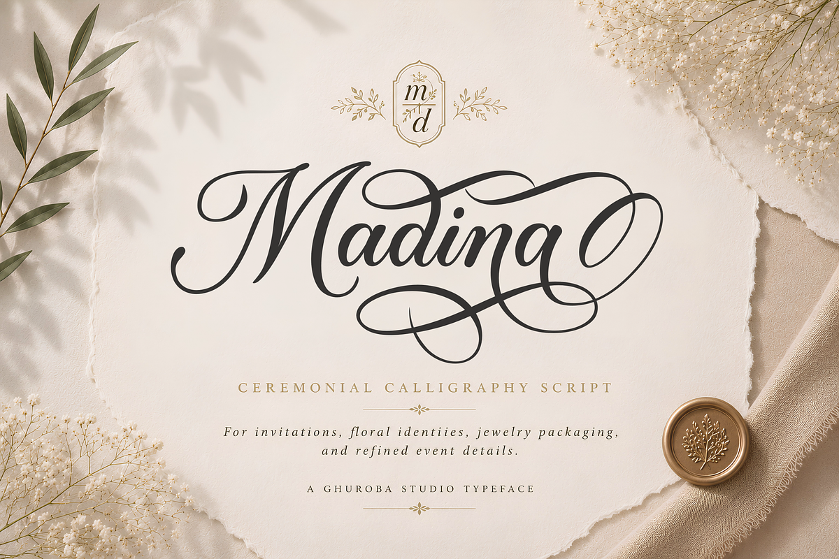 Madina Modern Calligraphy Script, a Script Font by Ghuroba Studio (Photo 11 of 11)