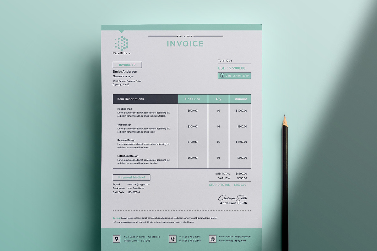 Invoice, a Stationery Template by TelaTemplates (Photo 3 of 10)
