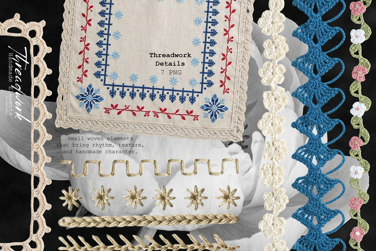 Threadwork Handmade Textile Elements, an Object Graphic by DreamoraArt (Photo 2 of 9)