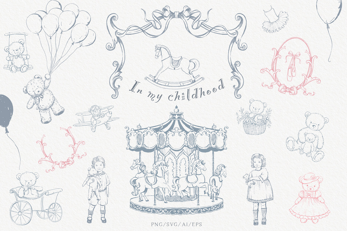 Vintage nursery clipart bundle, an Object Illustration by Sensual Art (Photo 1 of 13)